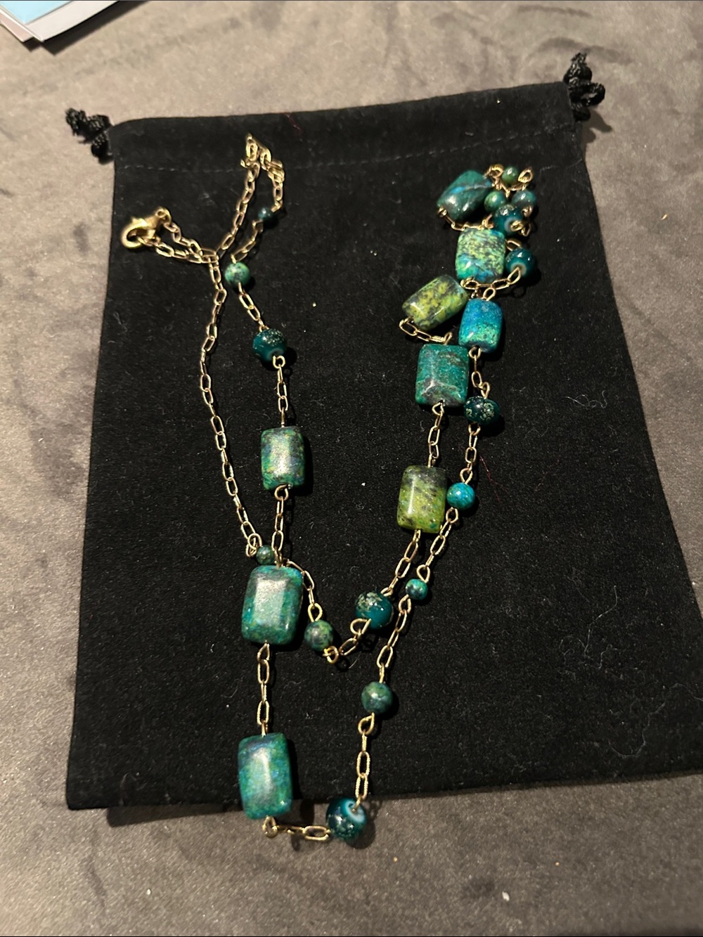 Handcrafted Teal Bead Multi-Strand Necklace - Unbranded
